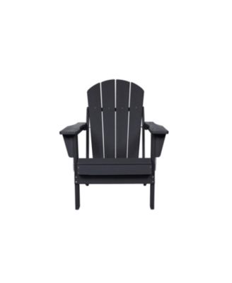 Streamdale Black HDPE Folding Adirondack Chair w/ Cup Holders
