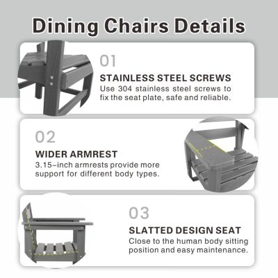 Streamdale 7pc HDPE Patio Set, 6 Chairs, 51" Table, Outdoor Dining for Garden/Pool (Black)