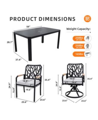 Streamdale 7-PC Aluminum Patio Set, 4 Chairs, 2 Rockers, Table (Umbrella Hole), Burbon