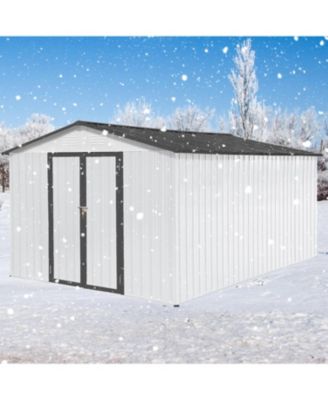 Metal Garden sheds 10ftx12ft outdoor storage sheds white+Grey