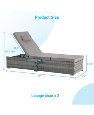Streamdale Outdoor Chaise Lounge Set, 2 Rattan Recliners, Table, Cushions, Pool/Beach