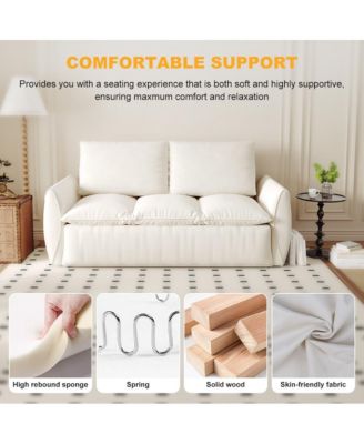 Streamdale 70" Convertible Sofa Sleeper Bed, 3-Seat Velvet Loveseat with Pillow and Blanket Set (Beige)