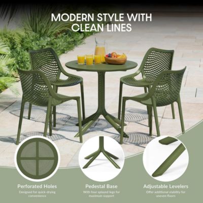5-Piece Modern Patio Round Dining Table Set with Stackable Patio Dining Chairs