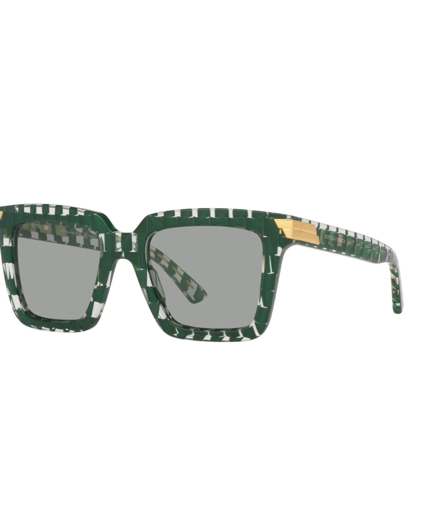 Женские солнцезащитные очки Bottega Veneta Large Square Bold Sunglasses, BV1005S, цвет: Зелёный — фото 1