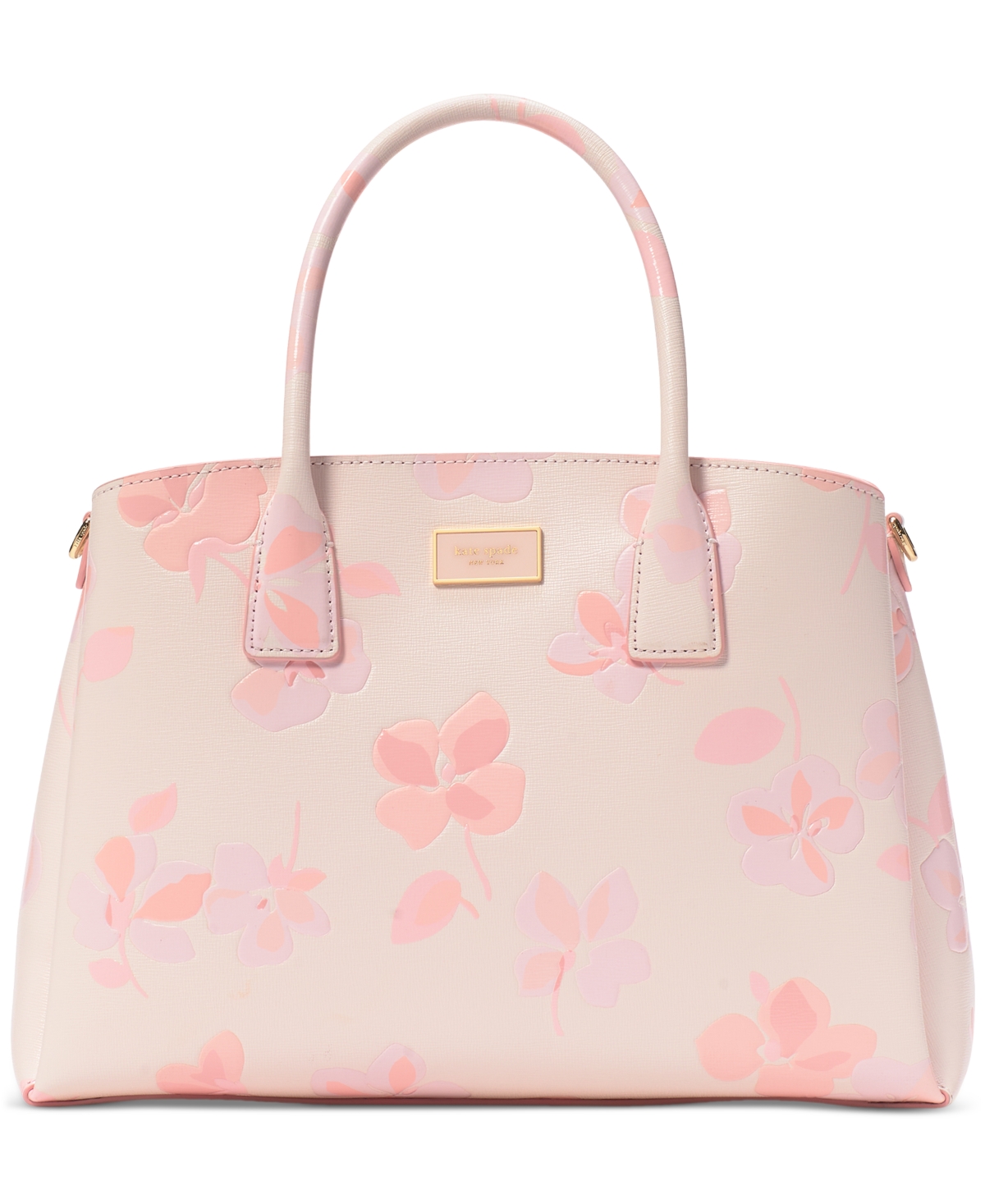 Serena Spring Pansies Leather Satchel - Blush Cloud Multi