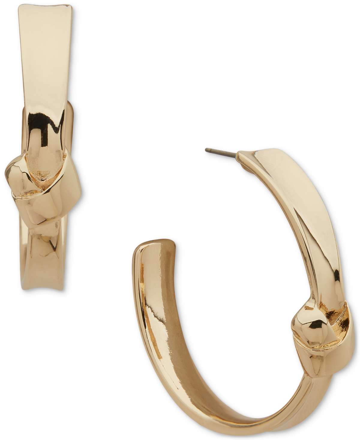 Anne Klein Gold-tone Medium Knotted C-hoop Earrings, 1" In Gold