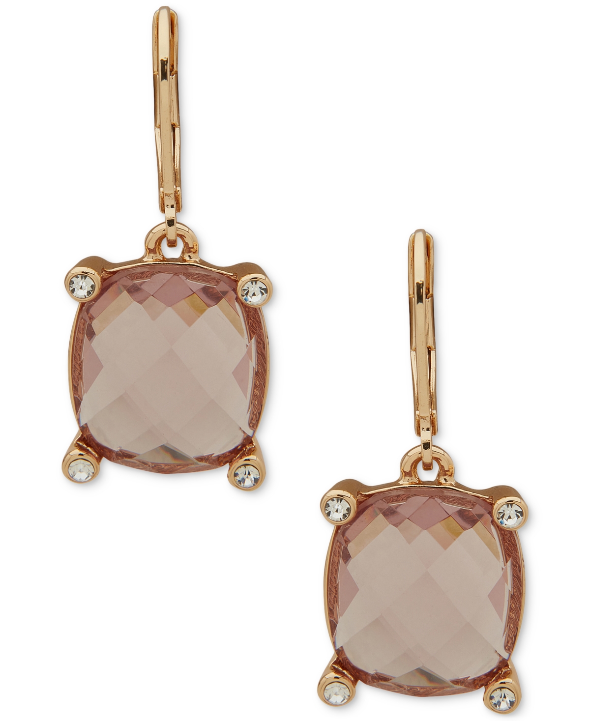 Gold-Tone Stone & Crystal Cushion Drop Earrings - Amy