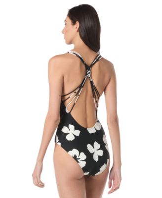 Women's Floral-Print Plunge One-Piece Swimsuit