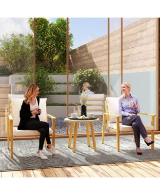 3 Piece Patio Set, Wood Effect Metal Bistro Set,