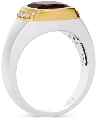 Men's Pomegranate Garnet (5-1/4 ct. t.w.) & Nude Diamond (1/5 ct. t.w.) Ring in Sterling Silver & 14k Gold