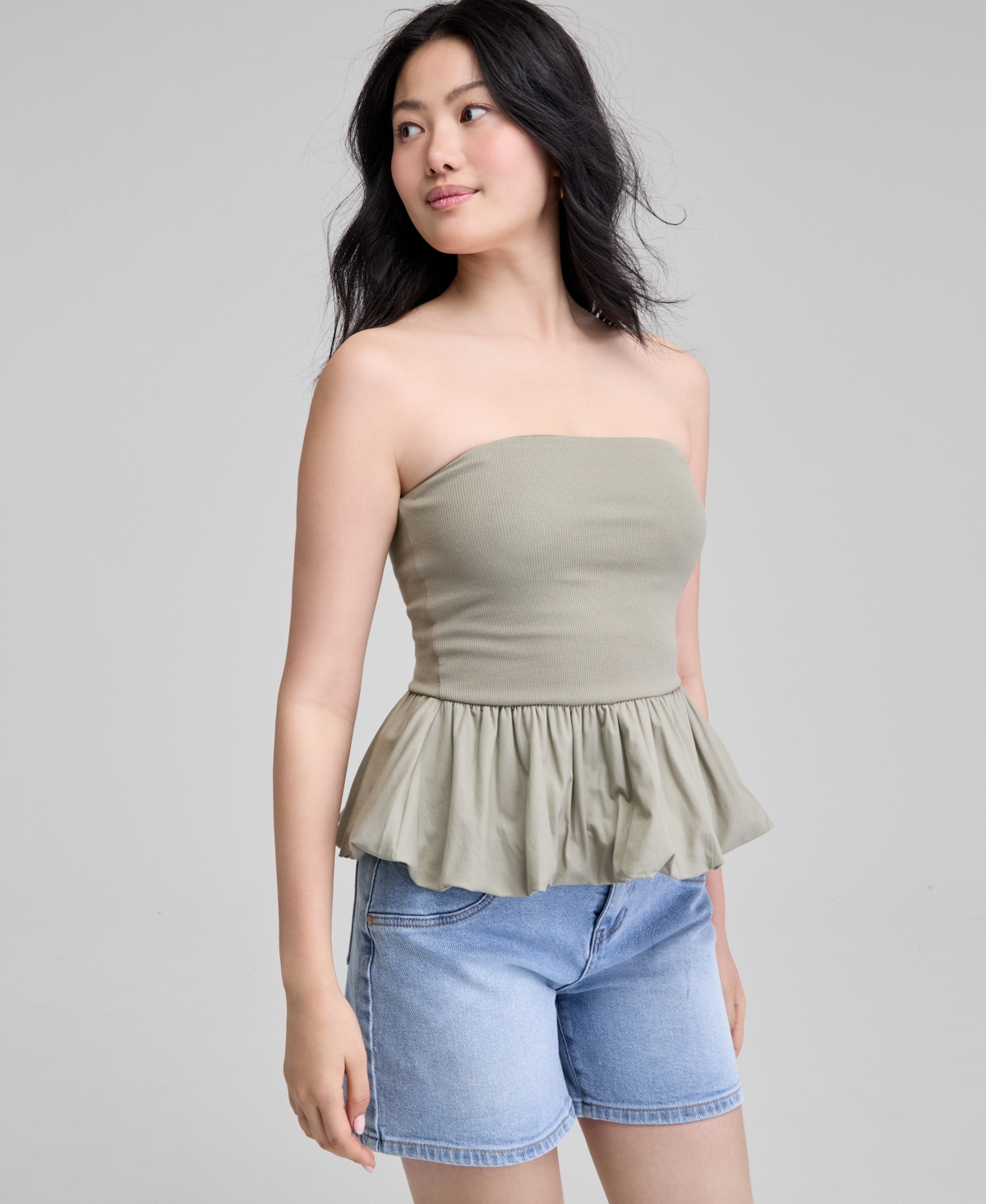Petite Bubble-Hem Tube Tank Top, Exclusively at Macy's - Herbal Sage