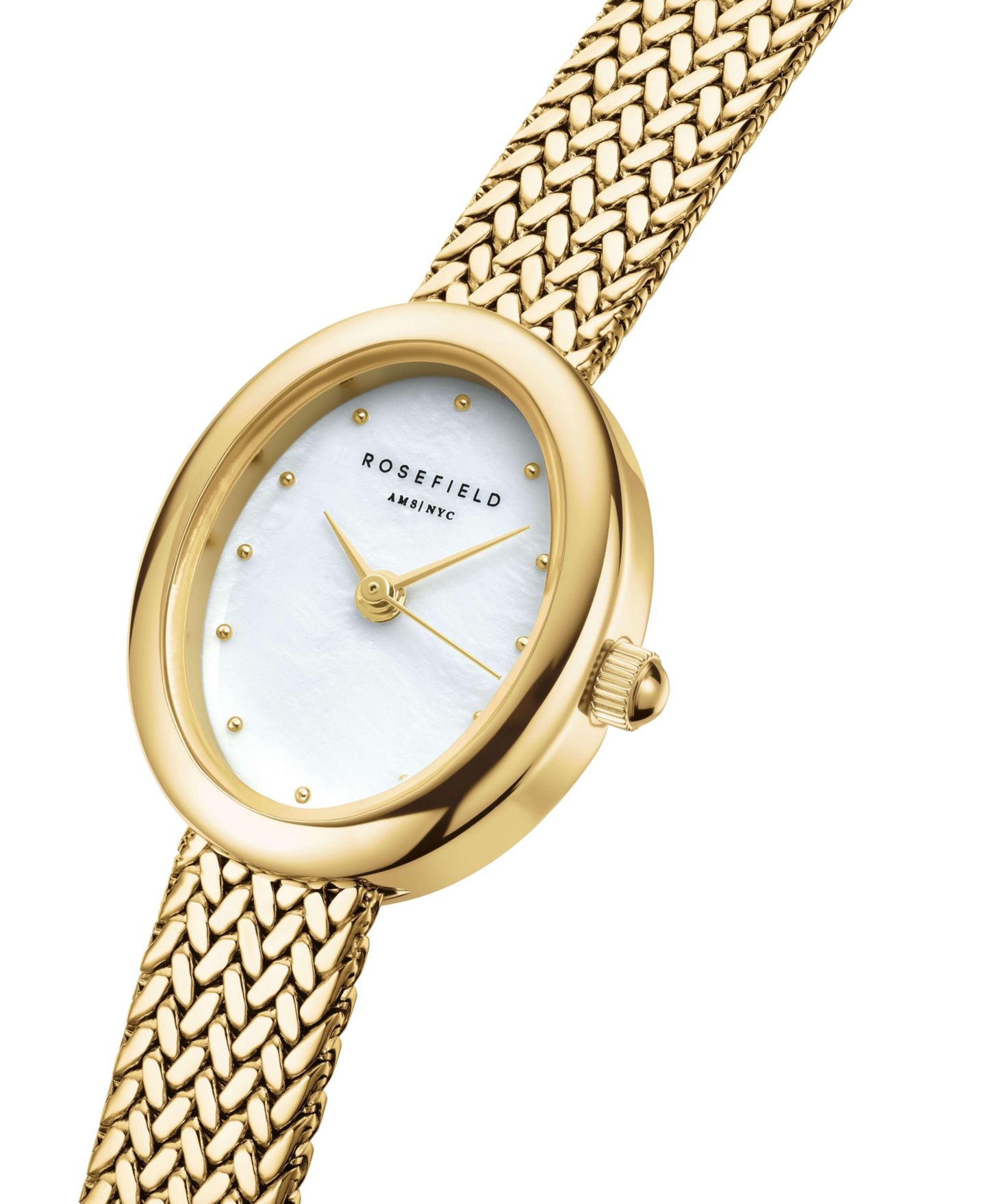 Женские часы Rosefield Mini Oval Gold Tone Stainless Steel Bracelet Watch 22mm — фото 3