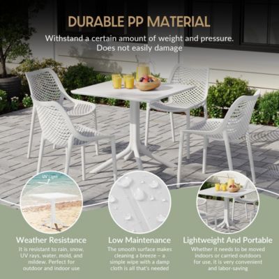 5-Piece Modern Patio Square Dining Table Set with Stackable Patio Dining Chairs