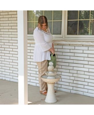 Gentle Glow 2-Tier Ceramic Outdoor Fountain with LED Lights - 26.5" H - Off-White