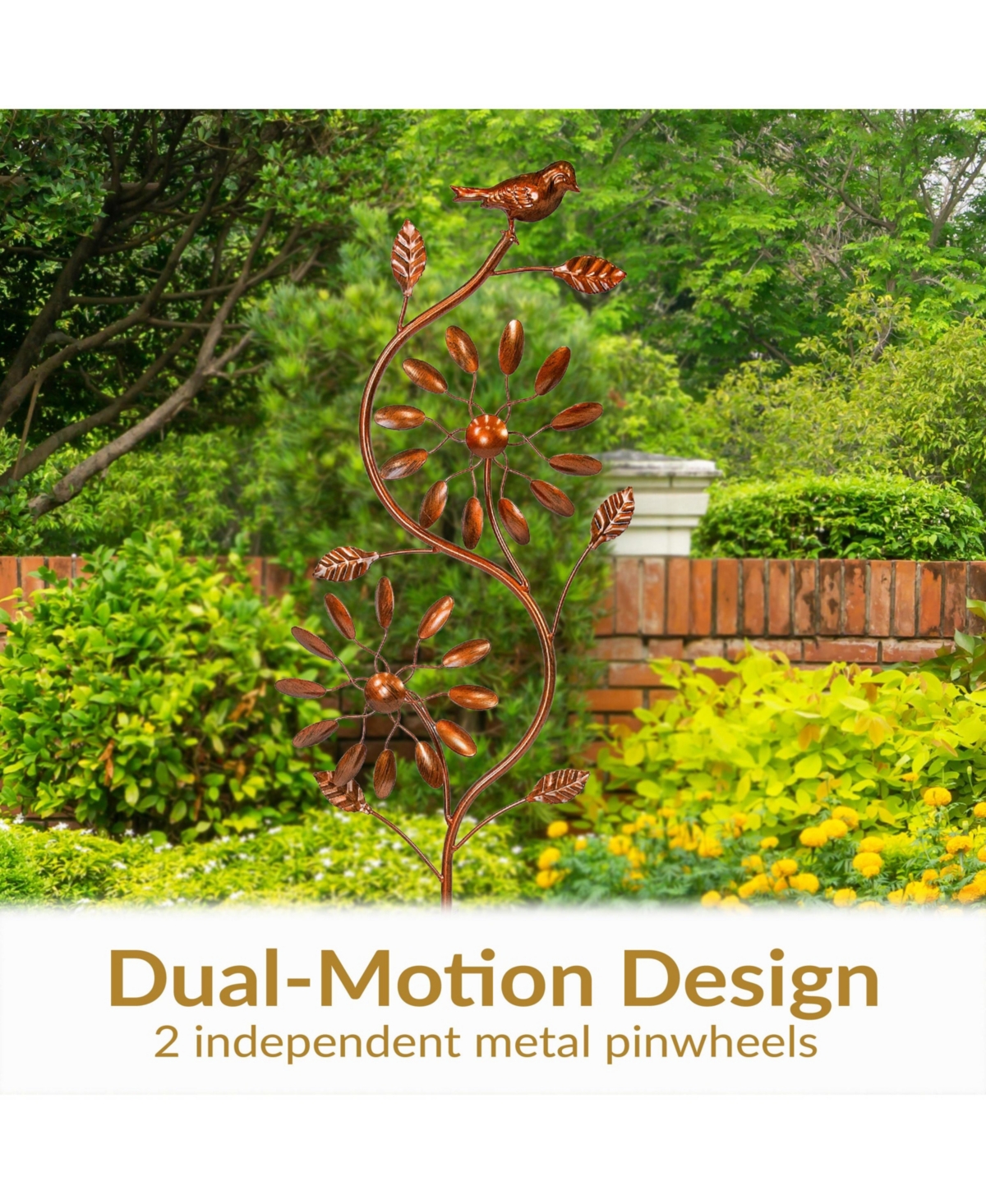 Twirling Twigs Powder-Coated Iron Wind Spinner - 48" H - Copper