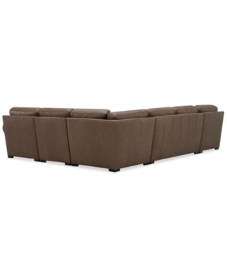 Radley Roll Arm 139" 5-Pc. Leather Square Corner L Sectional, Exclusively at Macy's