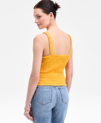 Women's Cotton Gauze Smocked Tank, Exclusively at Macy's