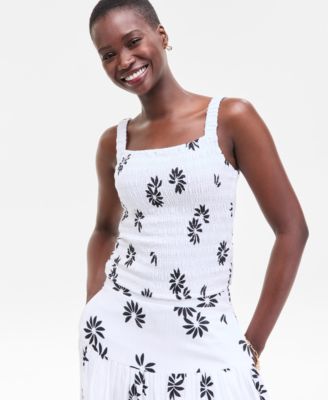 On 34th - Women's Cotton Gauze Smocked Tank