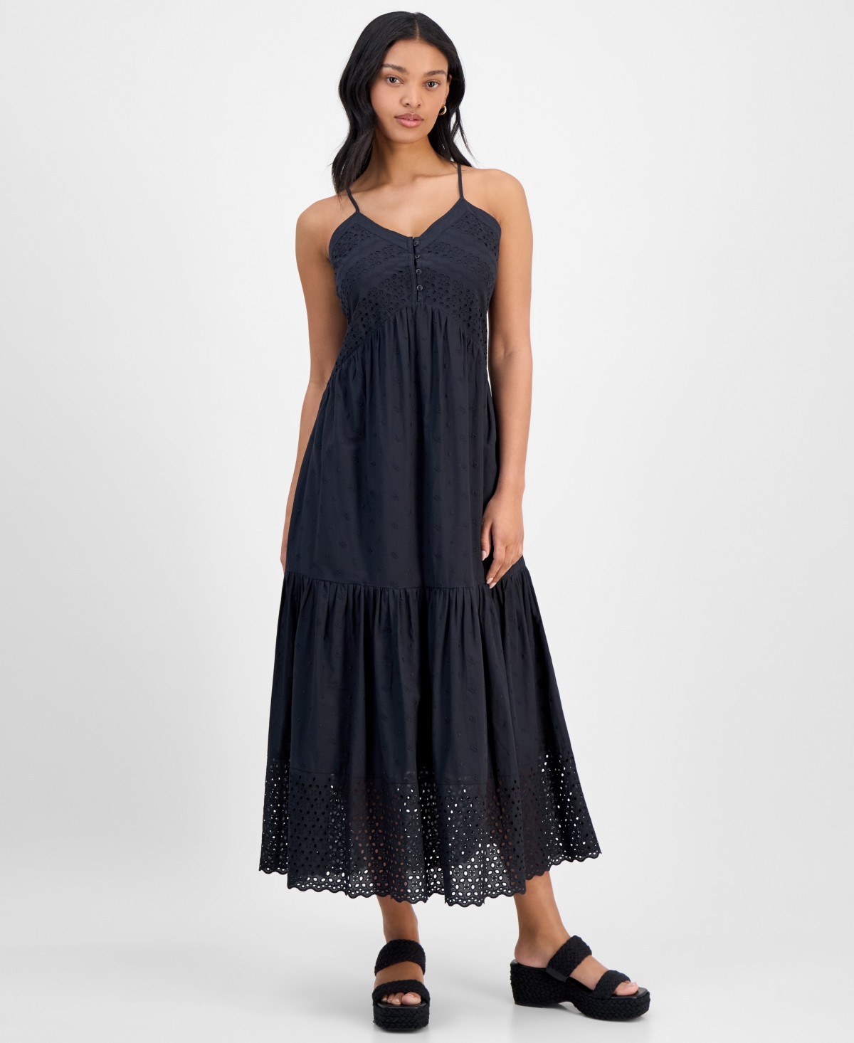And Now This Women's Cotton Eyelet Racerback Midi Dress, Exclusively At Macy's