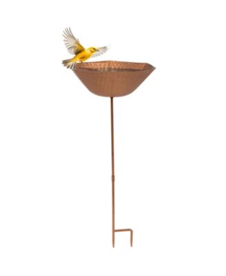Outdoor Staked Metal Bird Bath - Copper UV-Resistant Finish - 34.25" H
