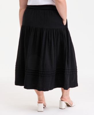 Trendy Plus Size Tiered Midi Skirt, Exclusively at Macy's