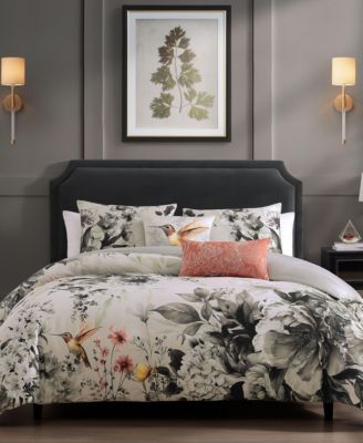 Vintage Bloom Bedding 100% Cotton Sateen 5 Piece Queen Size Reversible Comforter Set