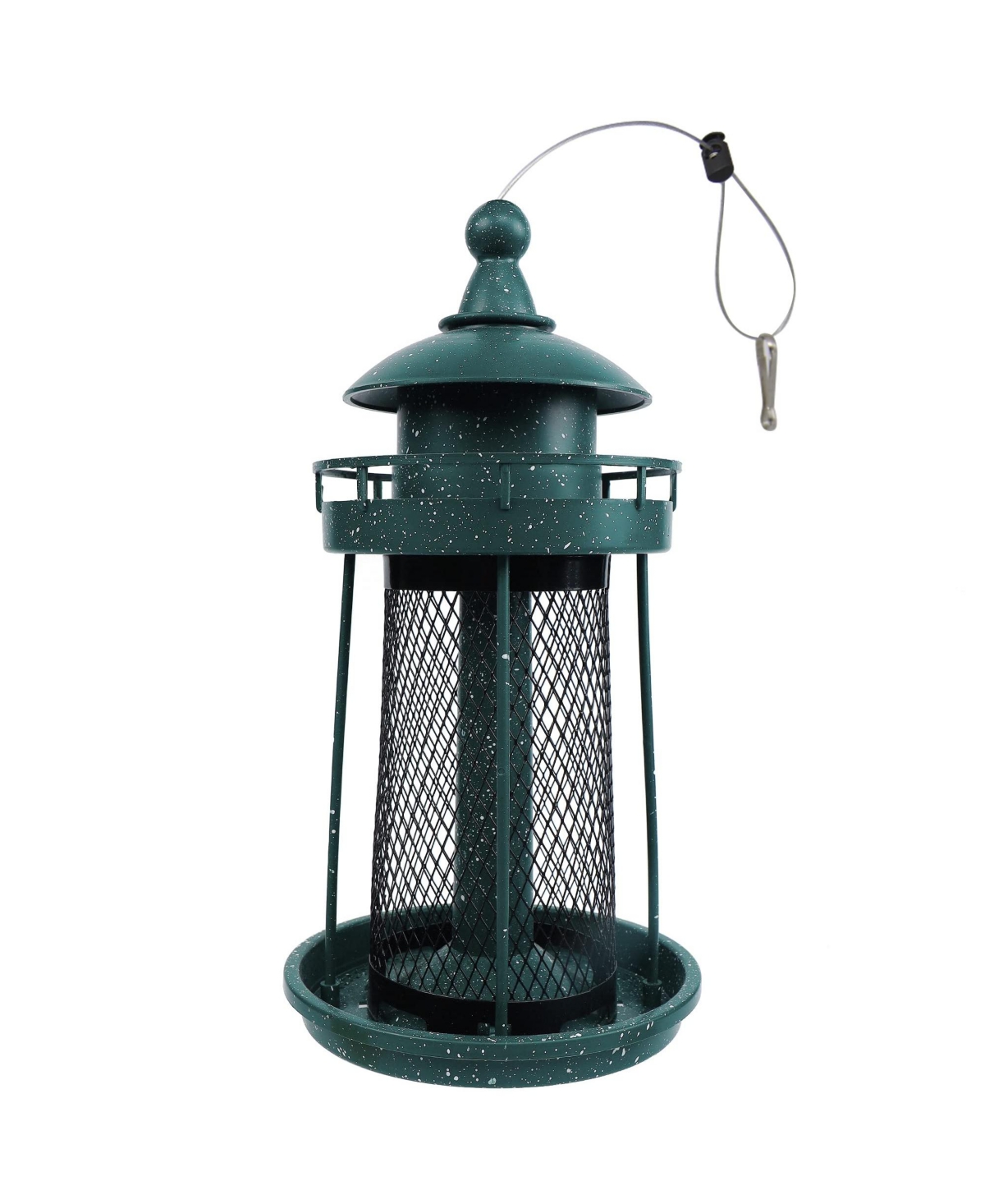 Hanging Wild Bird Feeder Panorama Gazebo Lighthouse Design - Green