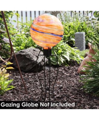 Outdoor Graceful Curved Steel Gazing Globe Stand - 18.25" - Black