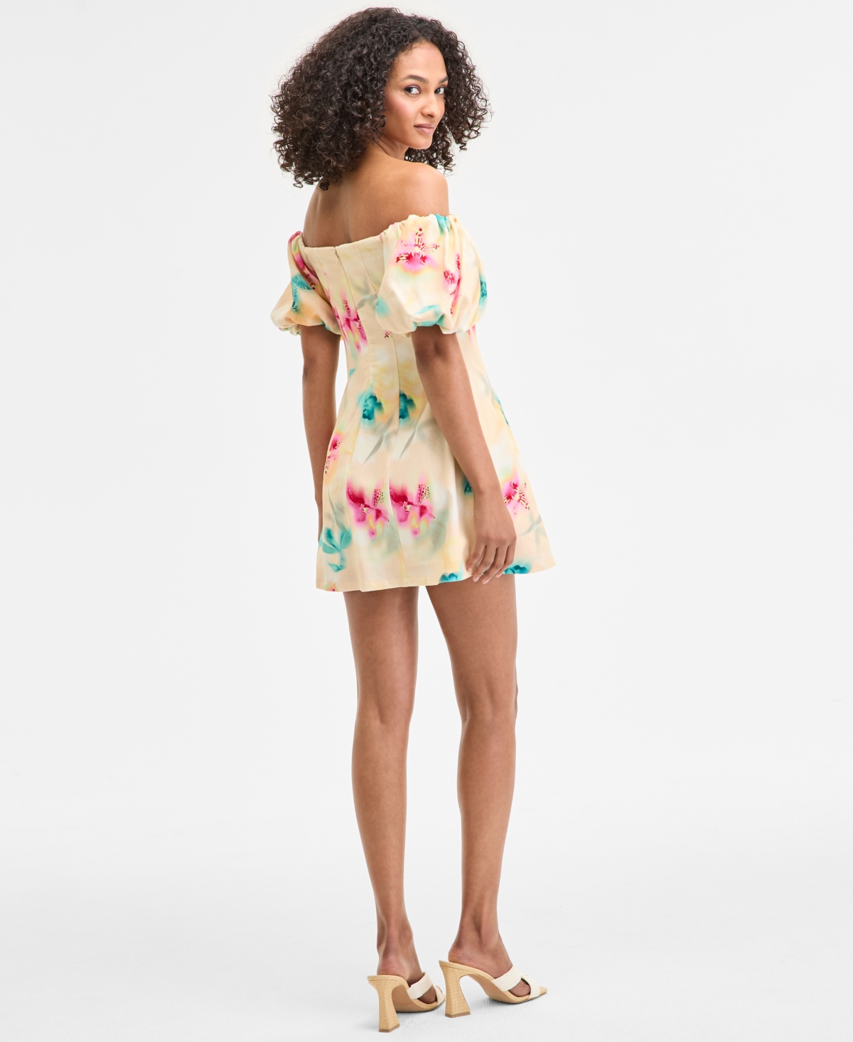 Bar Iii Women's Printed Off-the-shoulder Mini Sheath Dress, Exclusively At Macy's In Multi