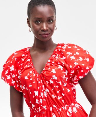 Women's Puff-Sleeve Midi Dress