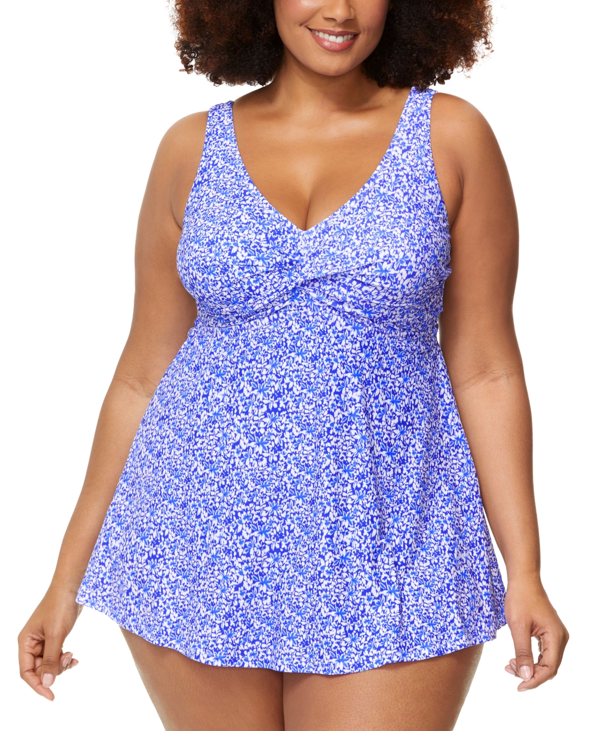 Trendy Plus Size Lucia Swim Dress - Blue