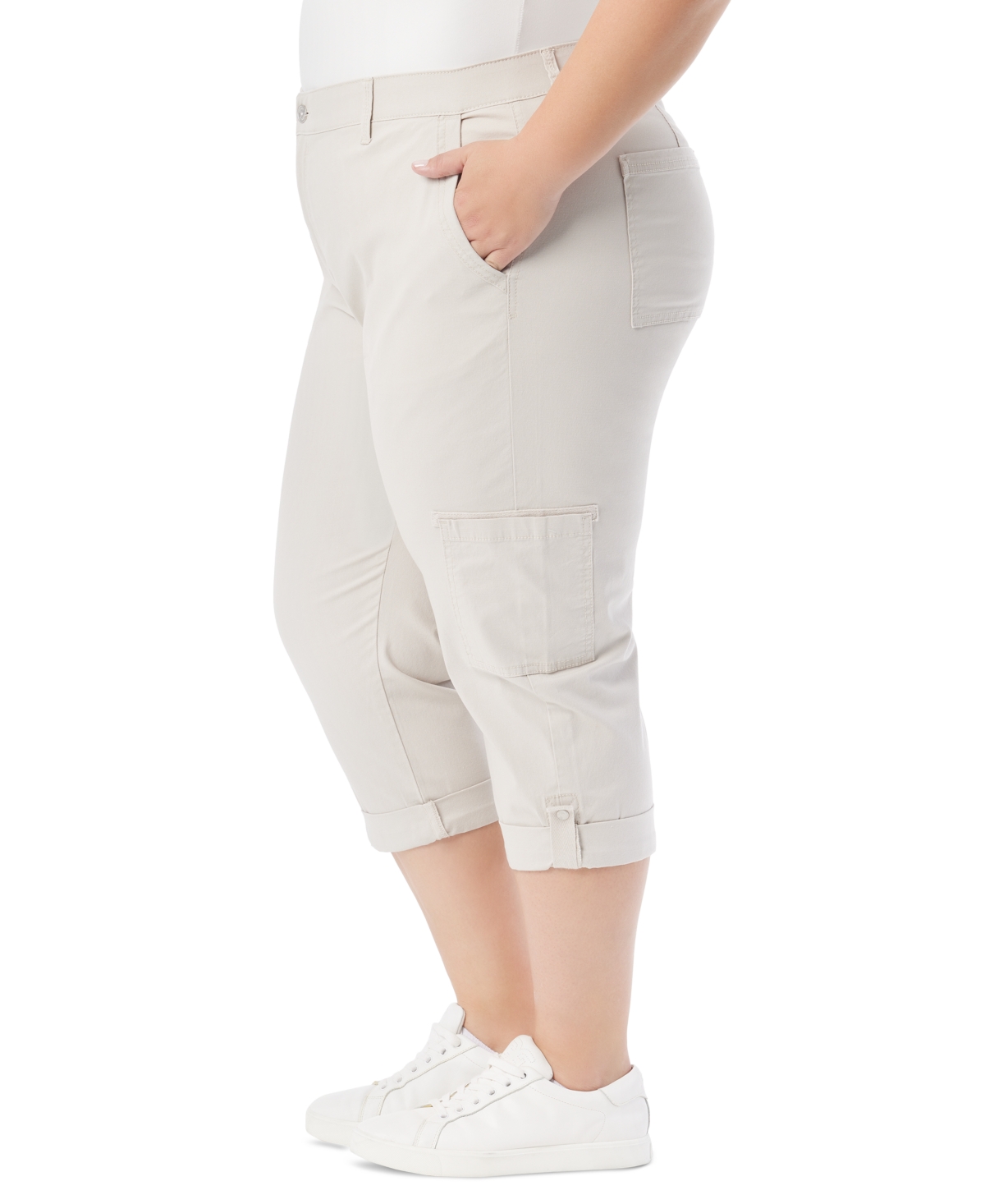 Gloria Vanderbilt Plus Size Cargo Capri Pants In Stonewood
