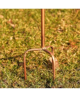 Outdoor Powder-Coated Iron Birdhouse with 3-Prong Garden Stake in Copper Finish