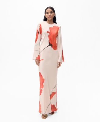 MANGO - Women's Floral Print Satin Dress