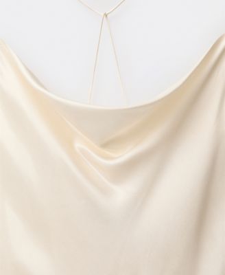 Women's Draped Neckline Silk Dress
