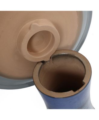 Blue Waves 18-Inch Tall Ceramic Birdbath