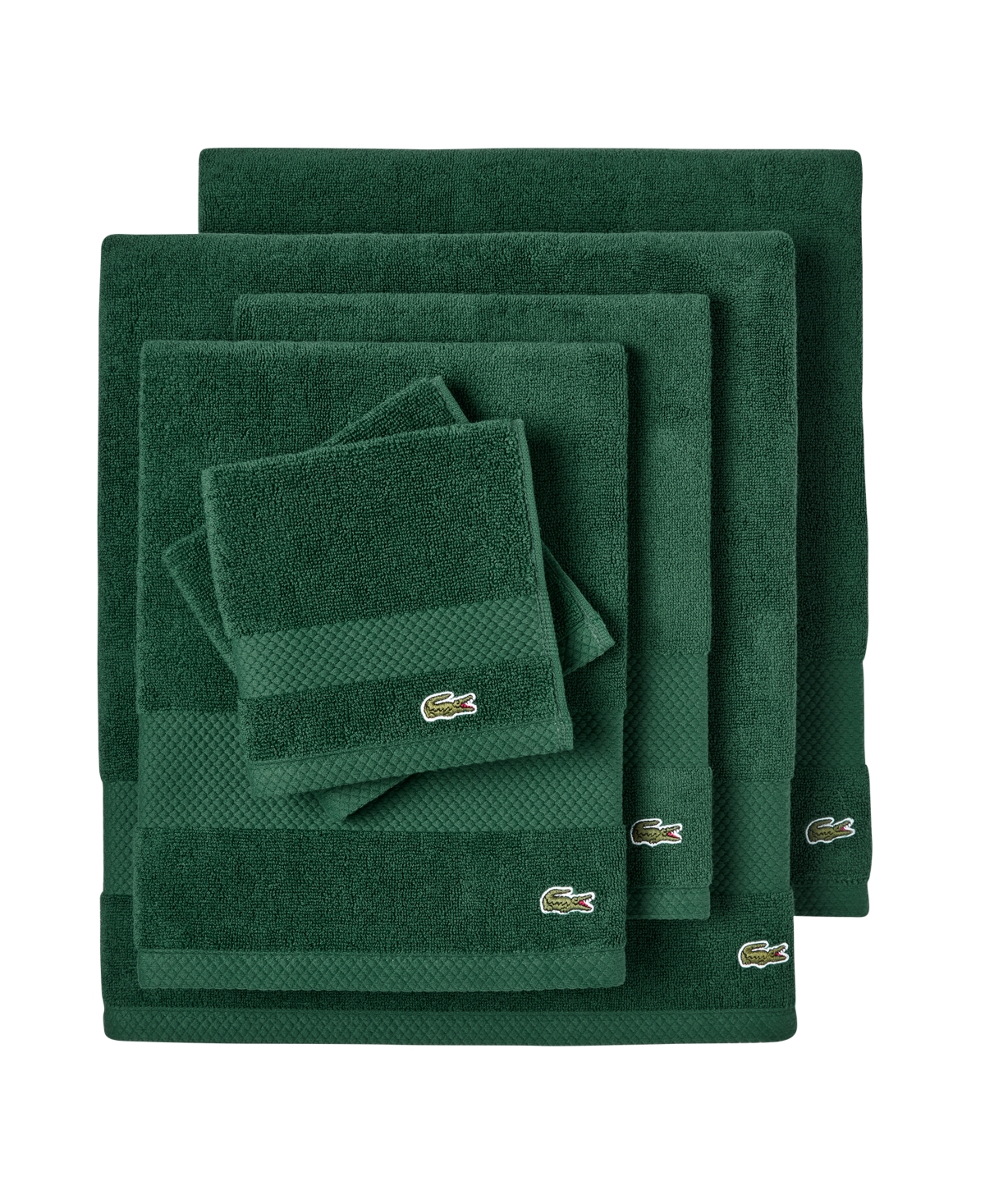Lacoste Home Heritage Anti-microbial Supima Cotton 6 Piece Bath Towel Set In Green