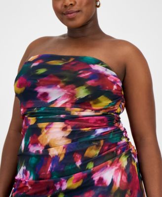 Trendy Plus Size Strapless Midi Bodycon Dress