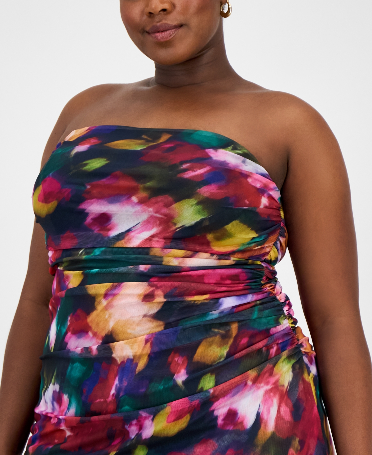 Emerald Sundae Trendy Plus Size Strapless Midi Bodycon Dress