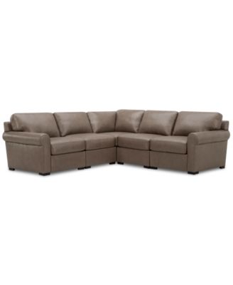 Radley Roll Arm 104" 5-Pc. Leather Square Corner L Sectional