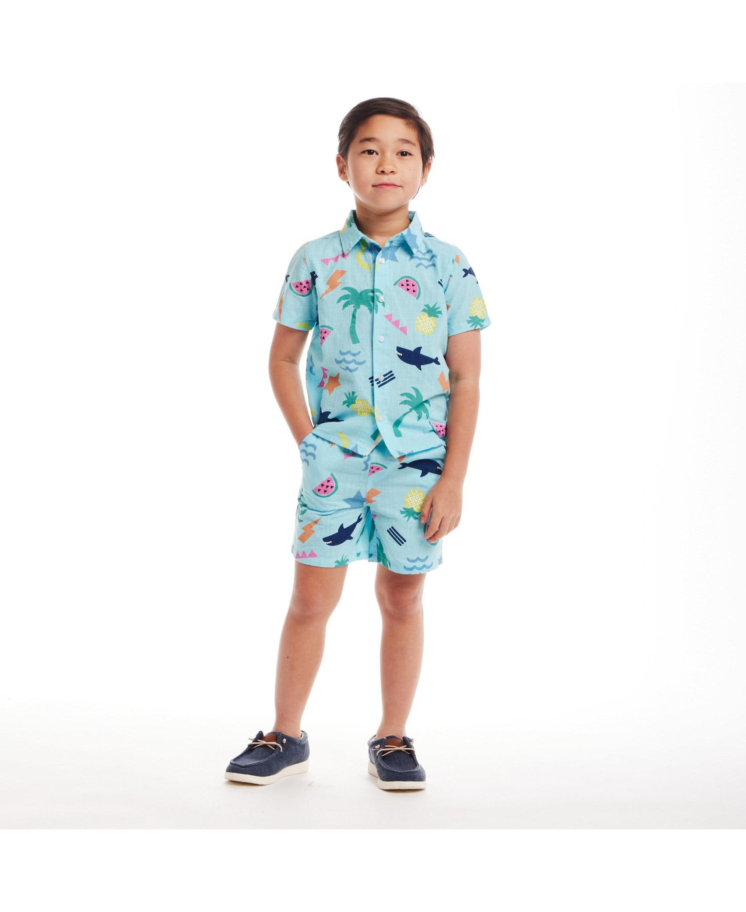 Toddler Boys Toddler/Child Beach Print Buttondown Set