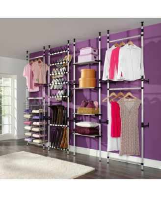 Telescopic Shoe Rack with Rods Aluminum