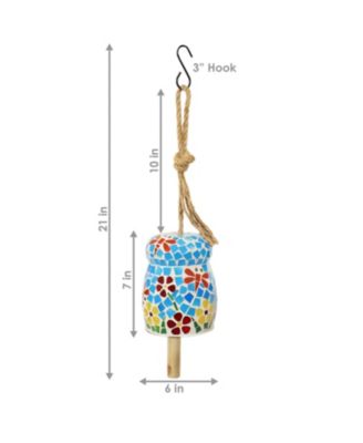 Outdoor Spring Flowers Mosaic Glass Wind Chime Bell - 7"