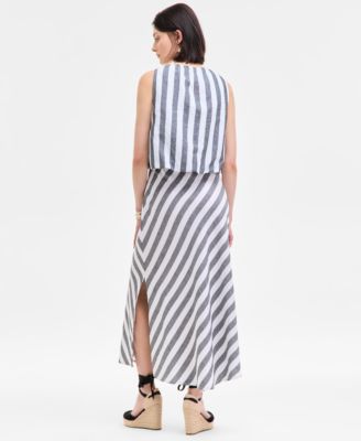On 34th Womens Cropped Bubble Hem Tank Striped Maxi Skirt Melindaa Espadrille Wedge Sandals Exclusively At M