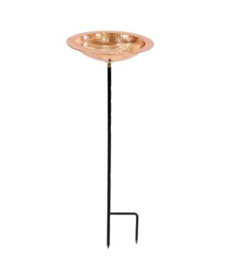 Outdoor Hand-Hammered Standing Bird Bath or Bird Feeder with Stake - Copper - 33" H