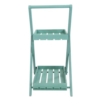 2-Tier Fir Wheeled Planter Stand - 34” H - Robin Egg Blue