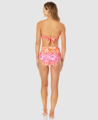 ANNE COLE WOMENS TIE DYED FOULARD BANDEAU BIKINI TOP CONVERTIBLE BOTTOMS 