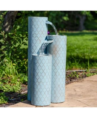 Moroccan Trellis 3-Column Modern Outdoor Water Fountain - 27.5"