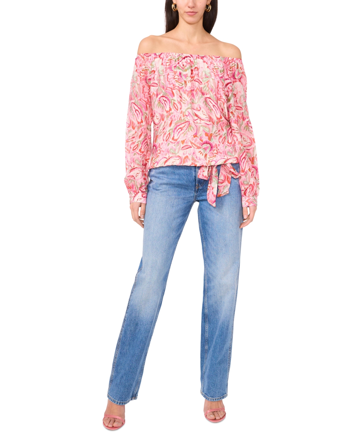 VINCE CAMUTO WOMEN'S FLORAL-PRINT OFF-THE-SHOULDER TOP 