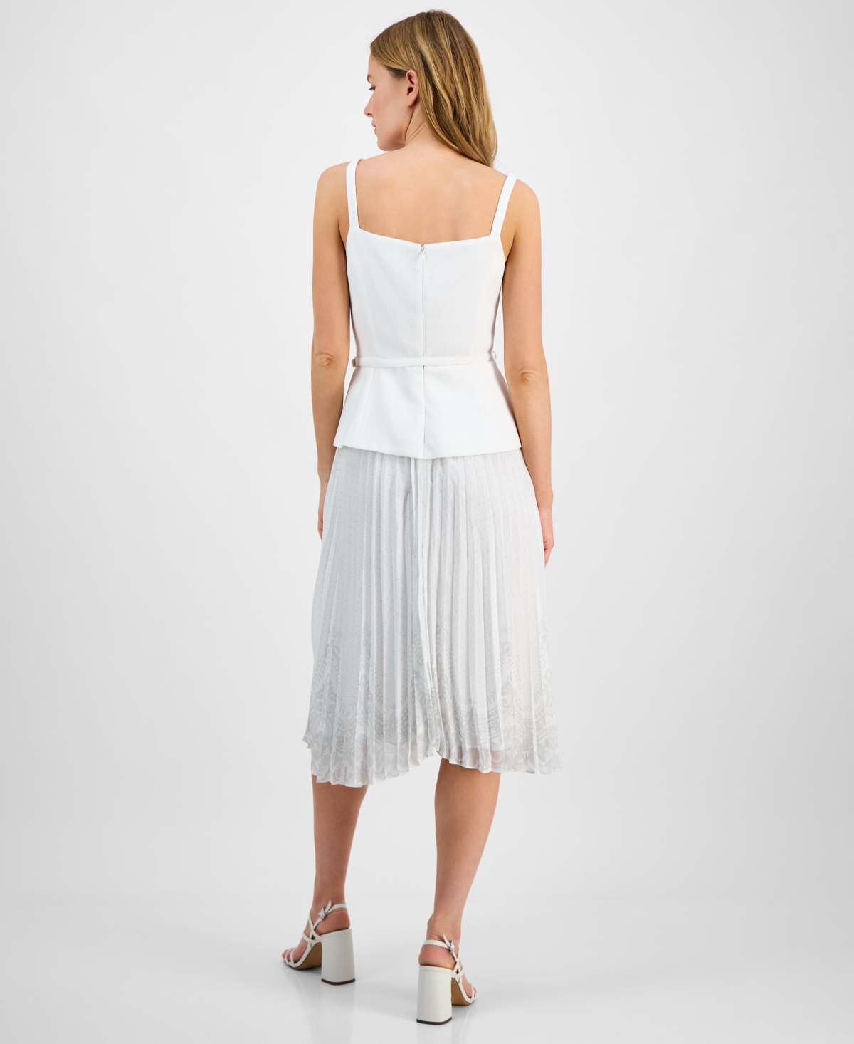 Julia Jordan Mix Media Sleeveless Midi Dress In White
